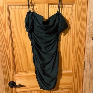 B Darlin Dark Green Ruched Mini Dress